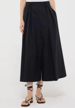 Wide Poplin Skirt in Noir