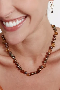 Willa Necklace in Taupe Pearl Mix