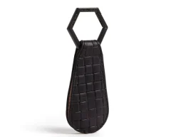 Woven Leather Hat Clip in Black