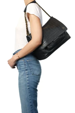 XL Lulu Bag in Noir Croco